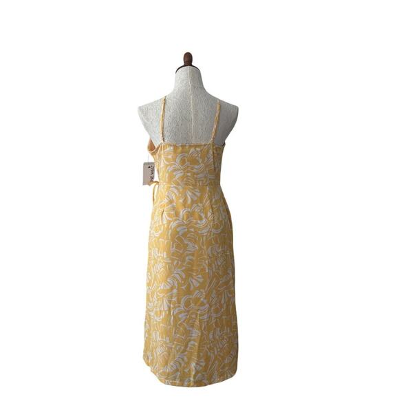 Nine West butter yellow wrap midi dress M adjustable strap resort sundress NWT - Picture 6 of 12
